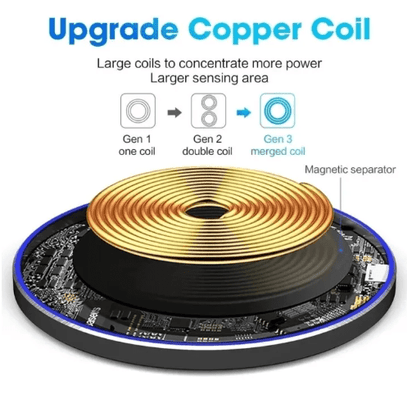 30W Fast Wireless Charging Pad LED Indicator, Ultra-Thin Design